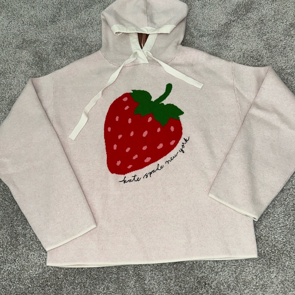 Kate Spade Light Pink Hoodie with Strawberry Motif
